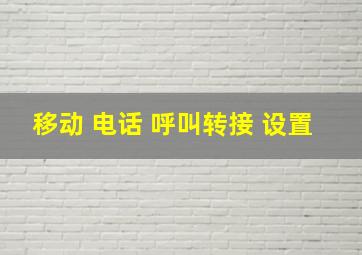 移动 电话 呼叫转接 设置